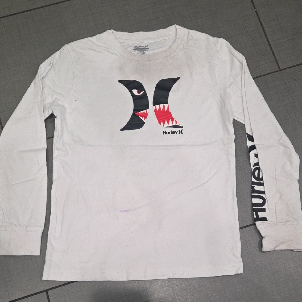 Hurley Kids White Long Sleeve Tee with Graphic